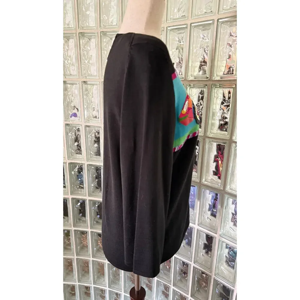 Michael Simon Vintage Cars Beaded Spun Silk Blend Sweater - size large